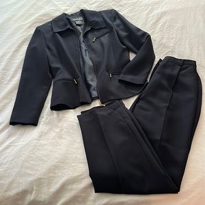 Adolfo Navy Blazer and Pant Suit